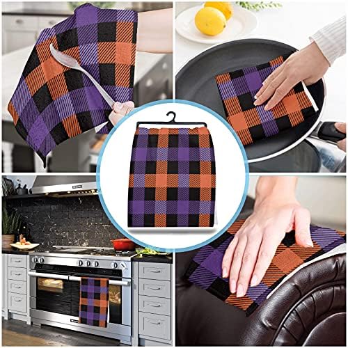 Funnywall88 Halloween Buffalo Plaid Dish Towels Set of 1