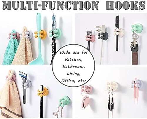 Defrko 6Pcs Silicone Wall Hooks - Multi-Function Organizer for Bathroom Kitchen Office