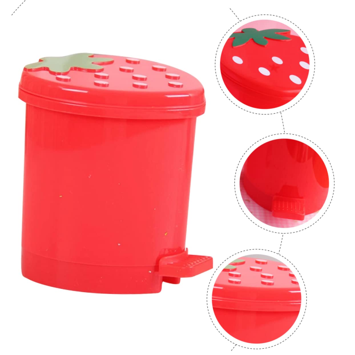 HOOTNEE Cute Strawberry Trash Can with Lid for Desktop and Bedroom 1