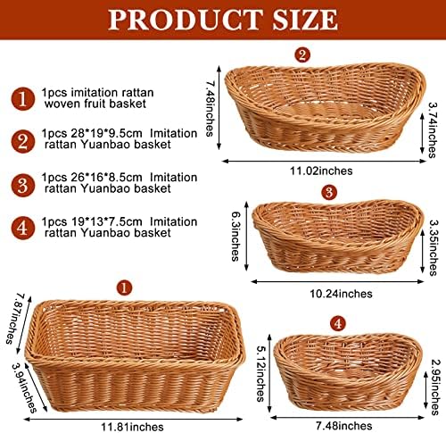 Mimorou 4 Pcs Wicker Bread Serving Baskets