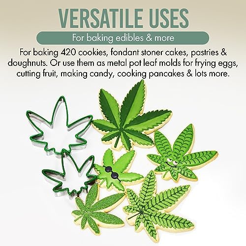Hello High 3PC Leaf Cookie Cutter Set - Steel Metal 420 Baking Supplies