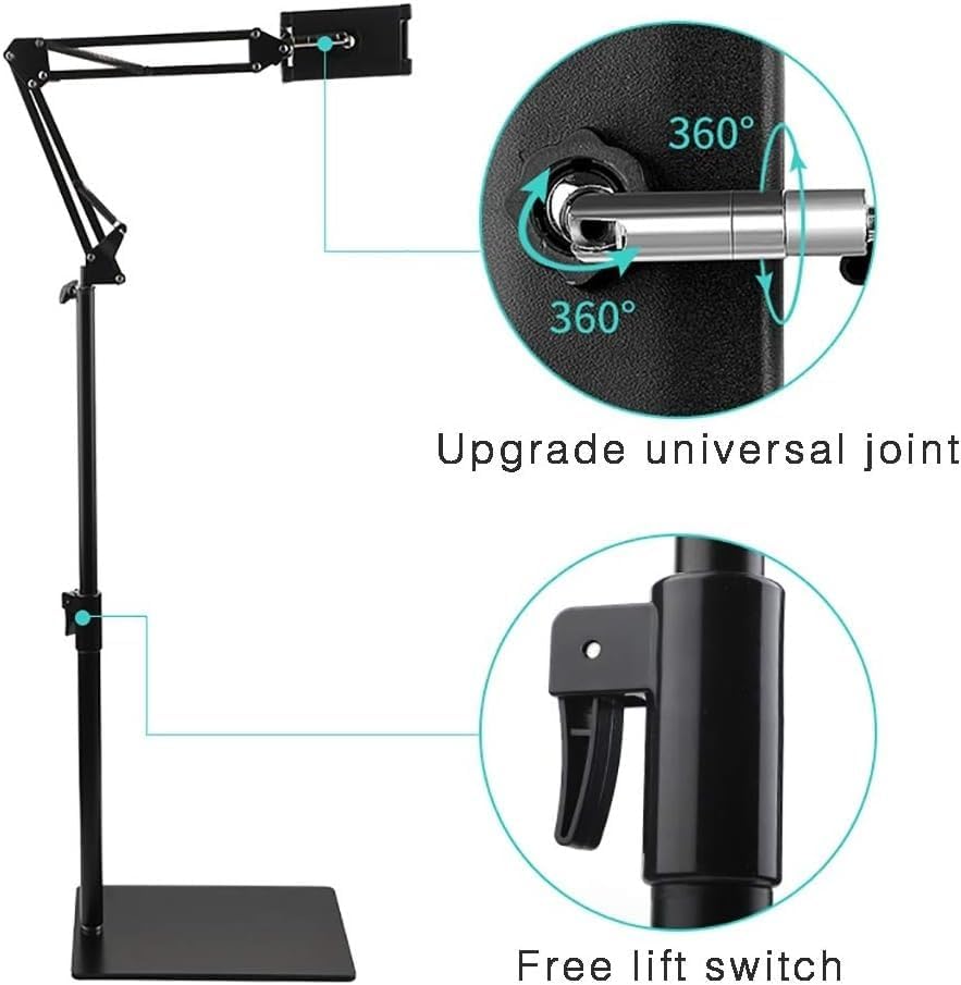 Adjustable 360 Rotation Tablet Floor Stand for Phone Laptop and Book
