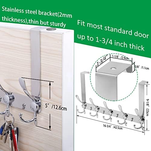 WEBI Over The Door Hook Rack with 5 Tri Hooks - Silver
