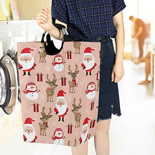 visesunny Large Capacity Laundry Hamper with Santa Reindeer Design