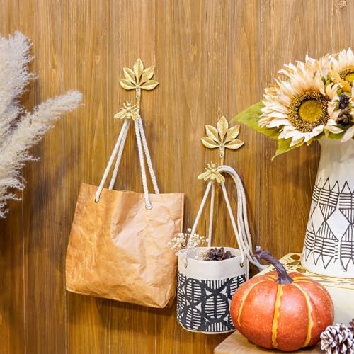 Soffee Design Gold Bee Leaf Wall Hooks Set of 2