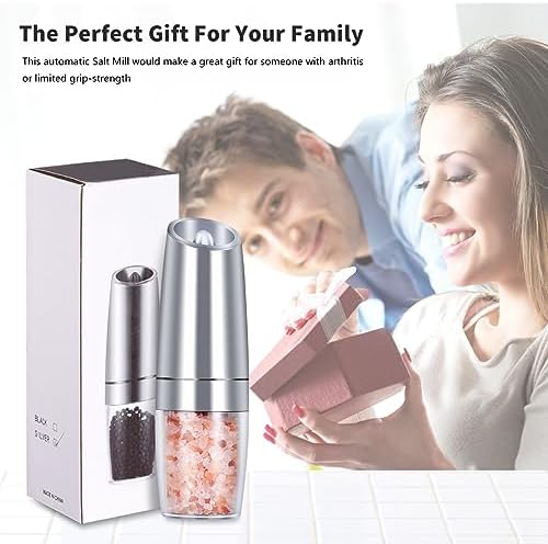 EasyCom Gravity Salt Pepper Mill Set 2 Pack Silver 1