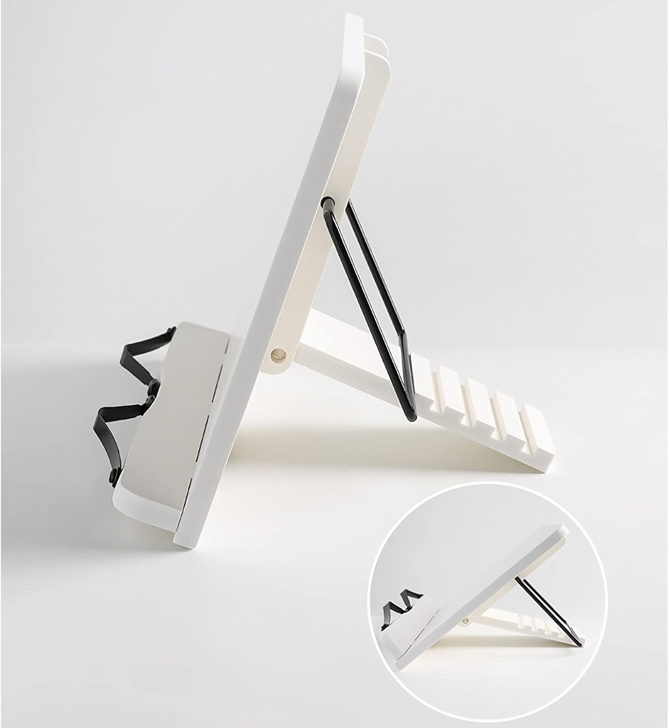 Adjustable White Cookbook Stand Holder with 5 Angles and Height