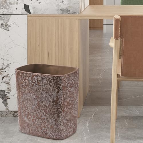 Polytree Boho Flowers Wastebasket 18 Gallon Retro Brown