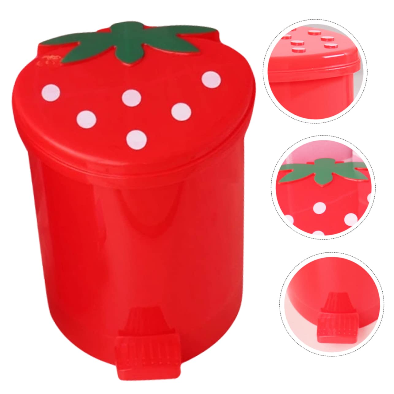 HOOTNEE Cute Strawberry Trash Can with Lid for Desktop and Bedroom 1
