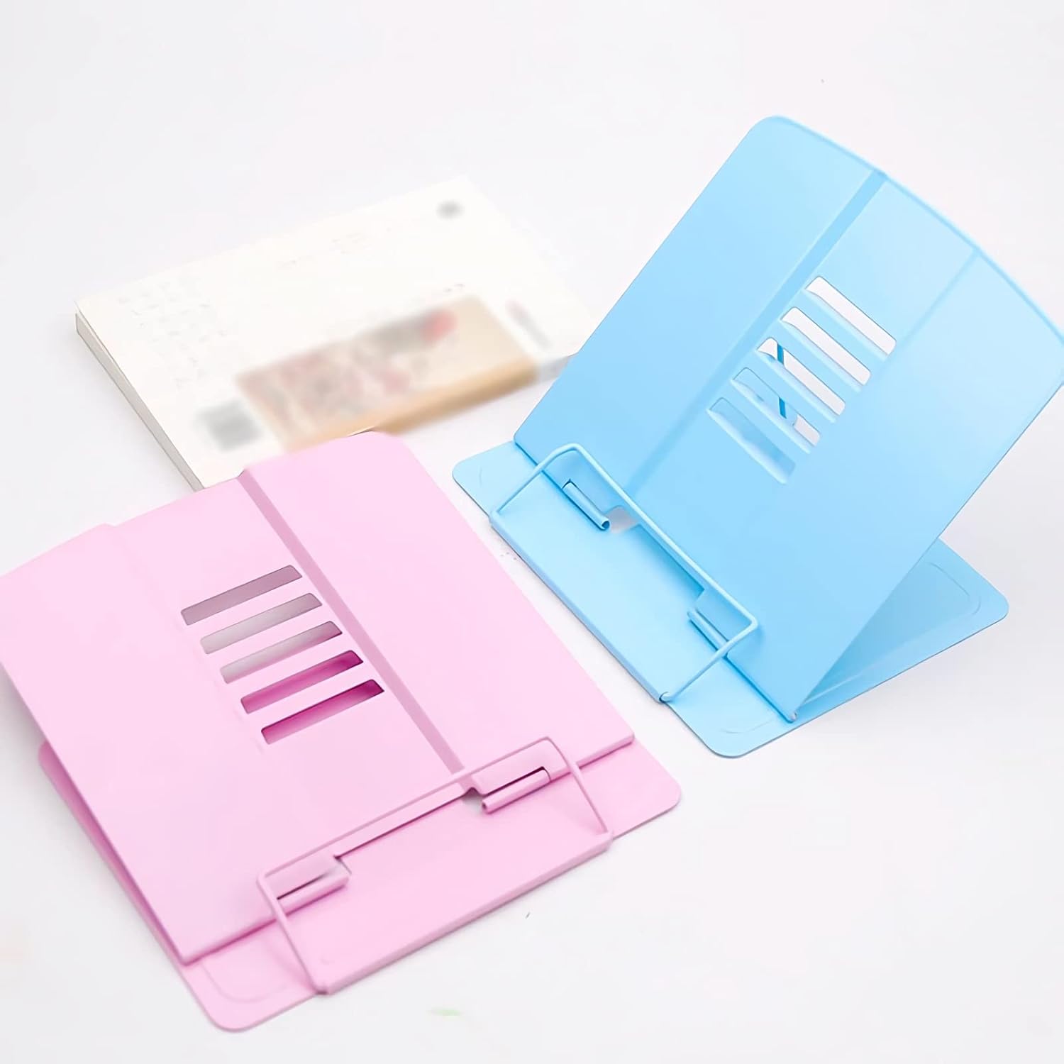 Adjustable Metal Book Stand for Kitchen and Office Blue