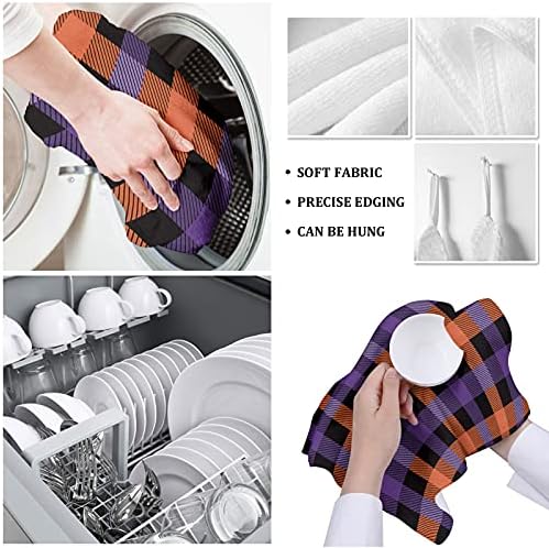 Funnywall88 Halloween Buffalo Plaid Dish Towels Set of 1