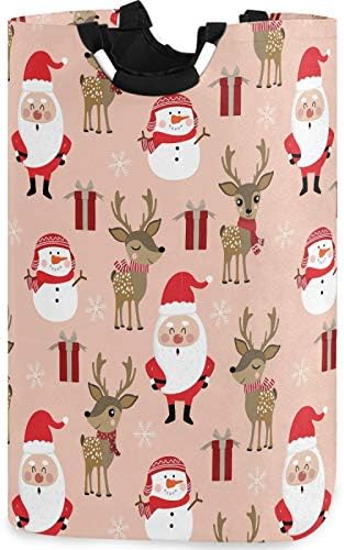 visesunny Large Capacity Laundry Hamper with Santa Reindeer Design