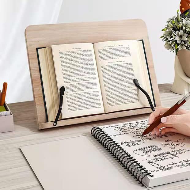 Portable Wooden Book Stand with Adjustable Angles