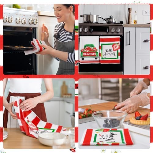 Sratte 6 Pcs Strawberry Kitchen Towels Set
