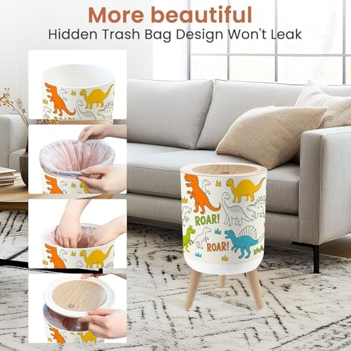 Grunge Dinosaur Print 18 Gallon Dog Proof Trash Can