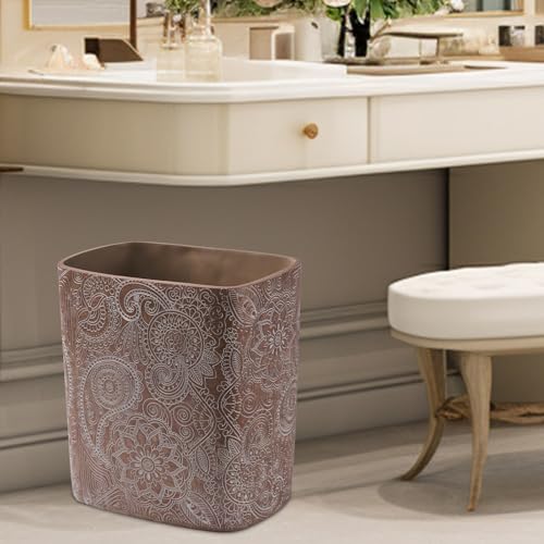 Polytree Boho Flowers Wastebasket 18 Gallon Retro Brown