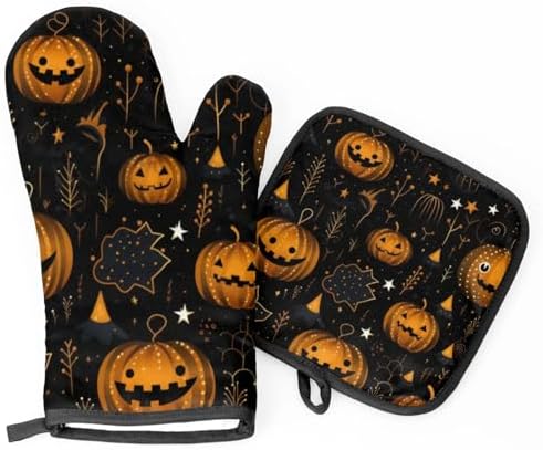 Aglebo Halloween Oven Mitts and Pot Holders Set of 2 1