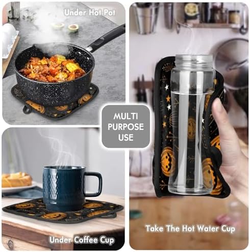 Aglebo Halloween Oven Mitts and Pot Holders Set of 2 1