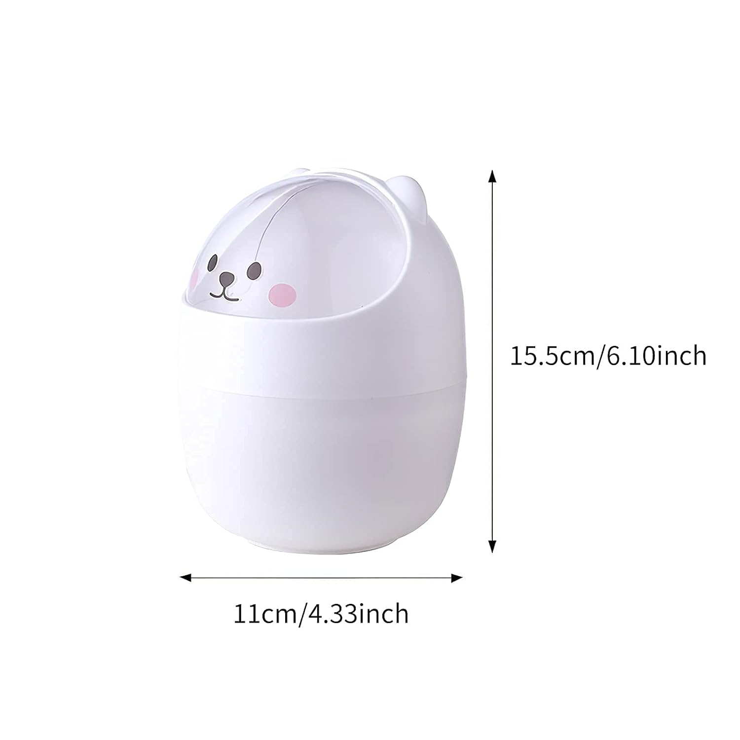 Cute Bear Trash Can with Large Capacity and Swing Lid