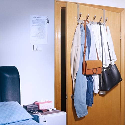 WEBI Over The Door Hook Rack with 5 Tri Hooks - Silver