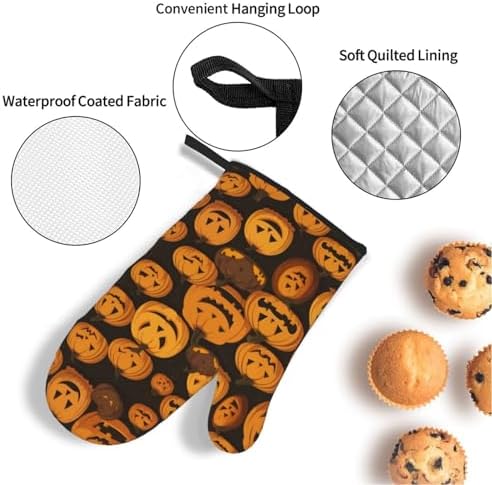 Halloween Pumpkin Oven Mitts and Pot Holders Set of 4 1