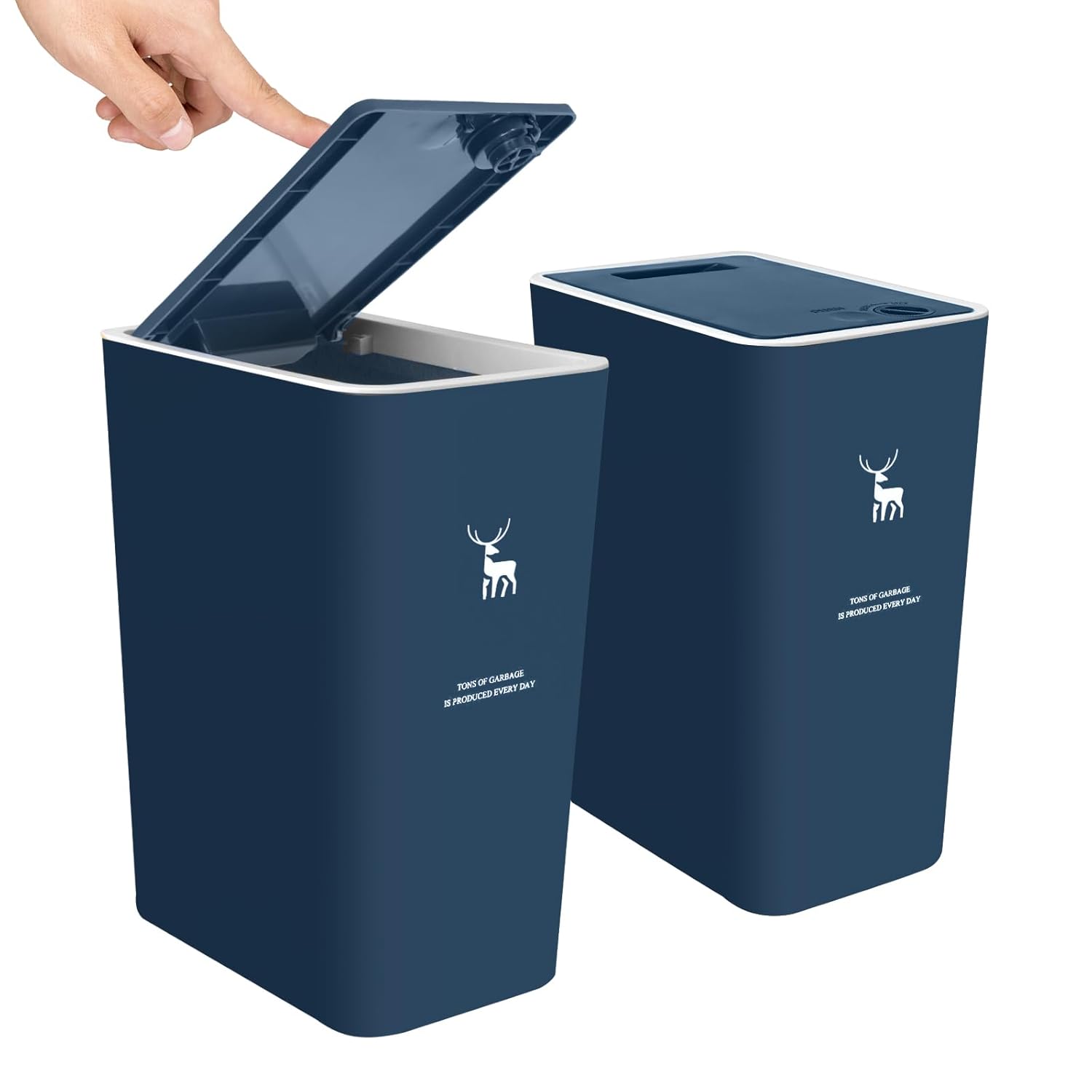 XPIY 2 Pack 4 Gallon Kitchen Trash Cans with Press Top Lid