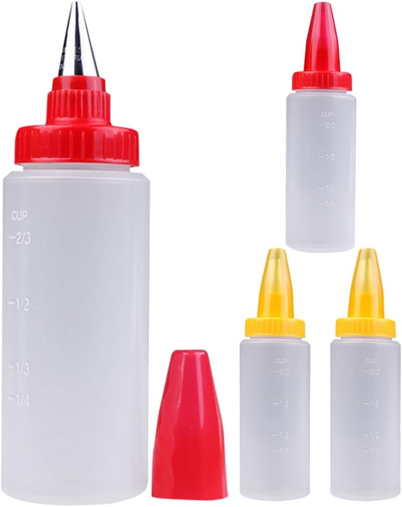 Luxshiny 4PCS Transparent Squeeze Bottles with Scale