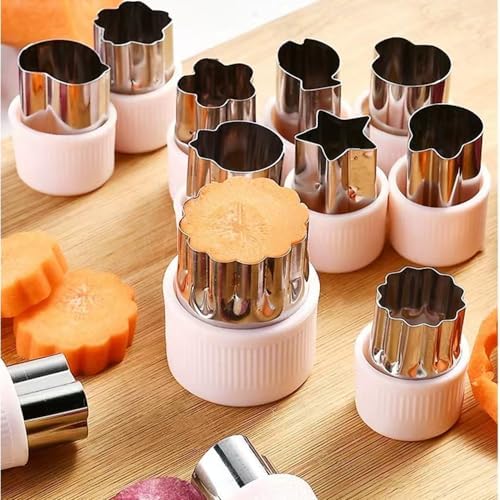 SKIDEC 12Pcs Vegetable Cutter Set with Kids Fruit Forks Green