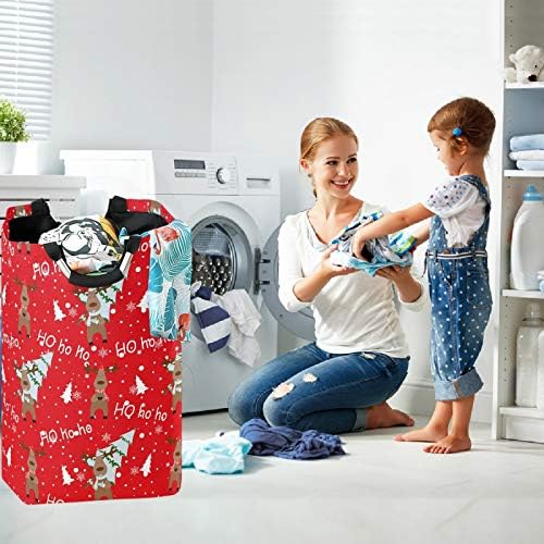visesunny Large Capacity Laundry Basket Deer Snowflake Hamper