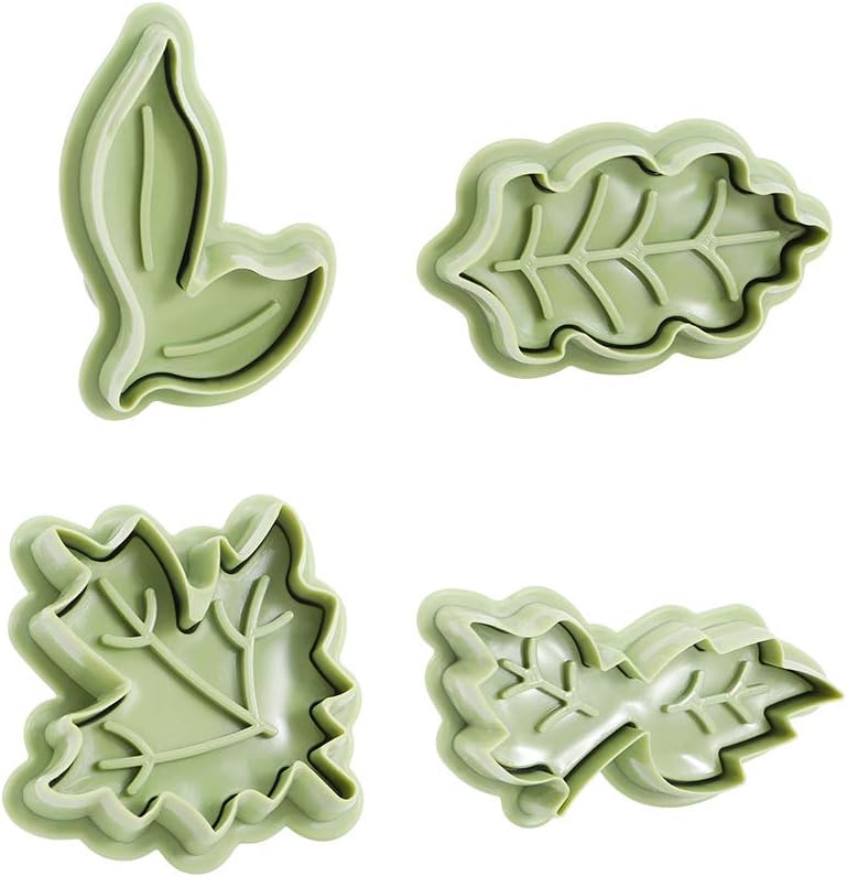 4Pcs Leaf Plunger Fondant Cutters for Baking and Decor