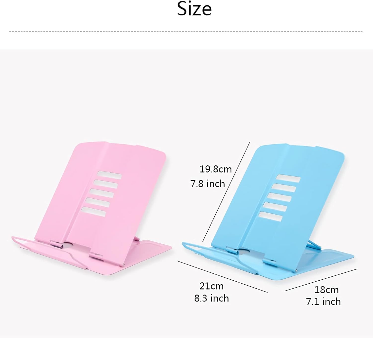 Adjustable Metal Book Stand for Kitchen and Office Blue