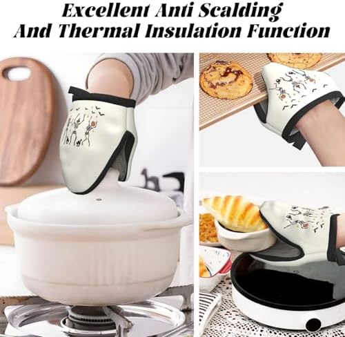 2PCS Halloween Skull Silicone Oven Mitts - Heat Resistant Non-Slip Cute Kitchen Gear