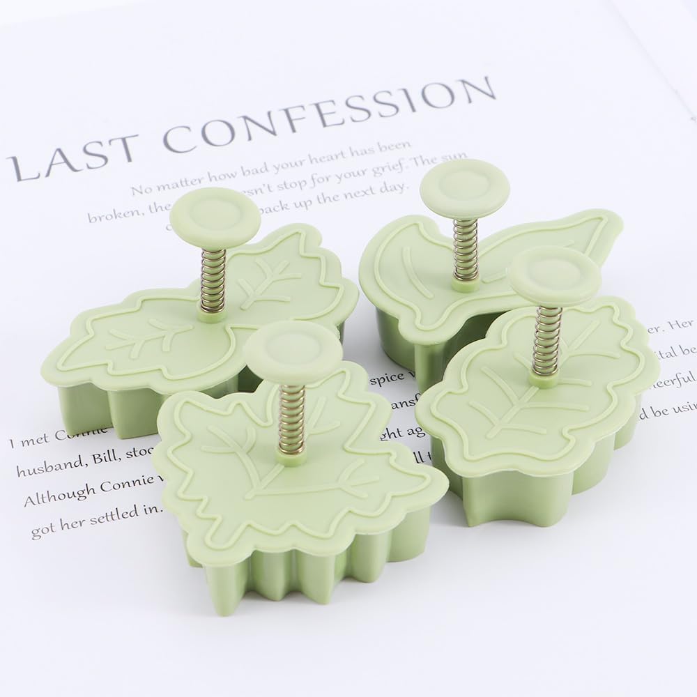 4Pcs Leaf Plunger Fondant Cutters for Baking and Decor
