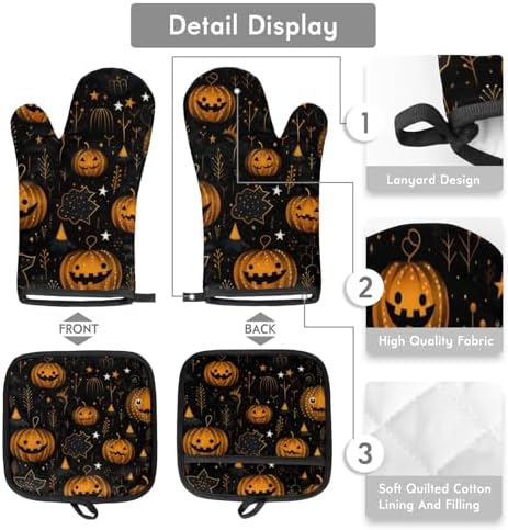 Aglebo Halloween Oven Mitts and Pot Holders Set of 2 1