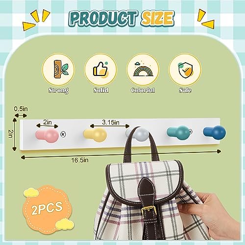 Maitys Rainbow Kids Coat Rack Wall Hooks