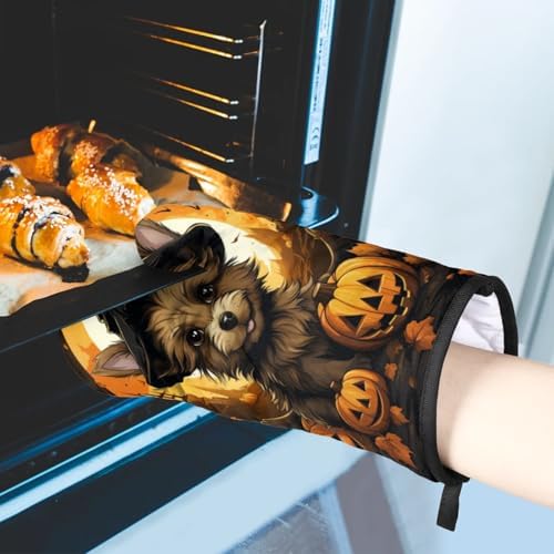 Aglebo Halloween Pumpkins Oven Mitts and Pot Holders Set of 2