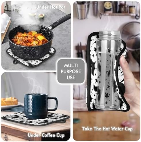 Aglebo Bat Print Oven Mitts and Pot Holders Set of 2 1