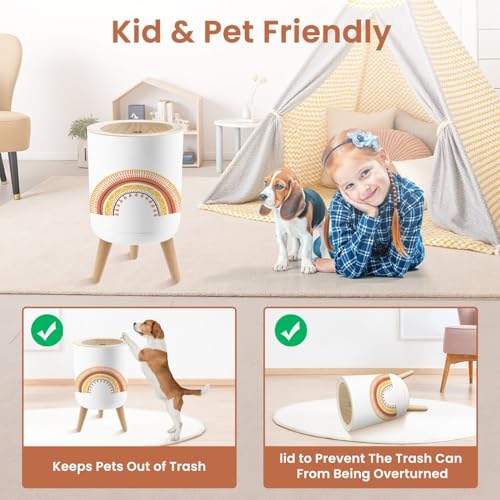 Scandinavian Rainbow Trash Can 18 Gallon Dog Proof with Lid