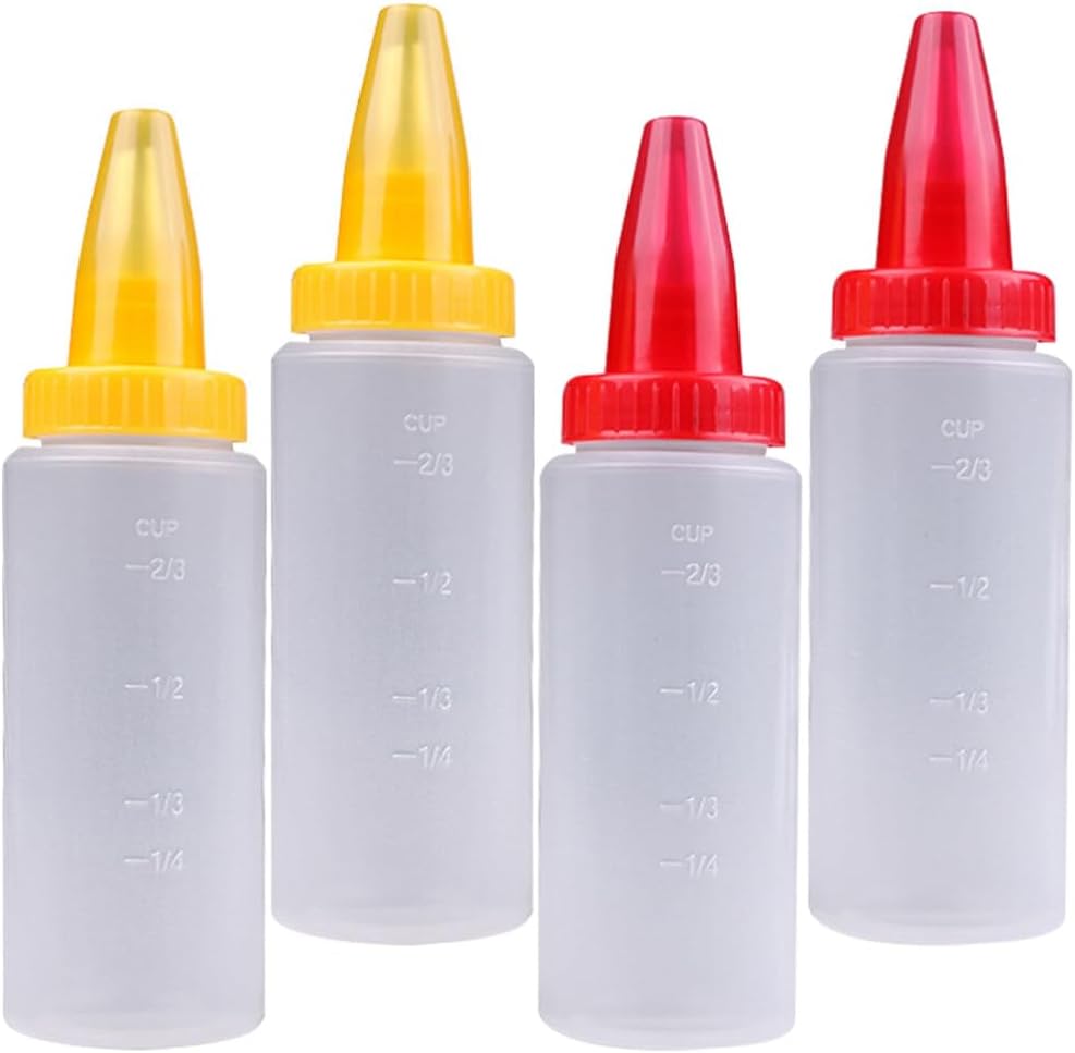 Luxshiny 4PCS Transparent Squeeze Bottles with Scale