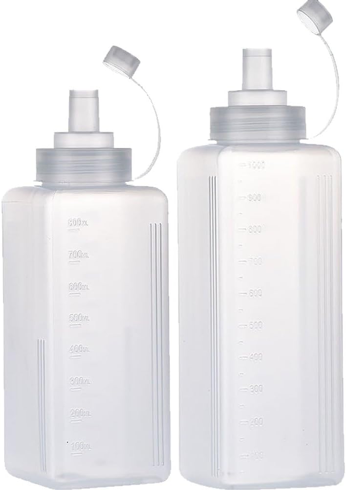 2 Pcs Plastic Squeeze Bottles for Condiments Sauce Oil Vinegar Storage