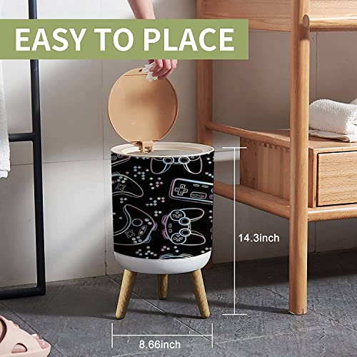 Cute Kawaii Wood Trash Can with Soft Close Lid 7L18 Gallon