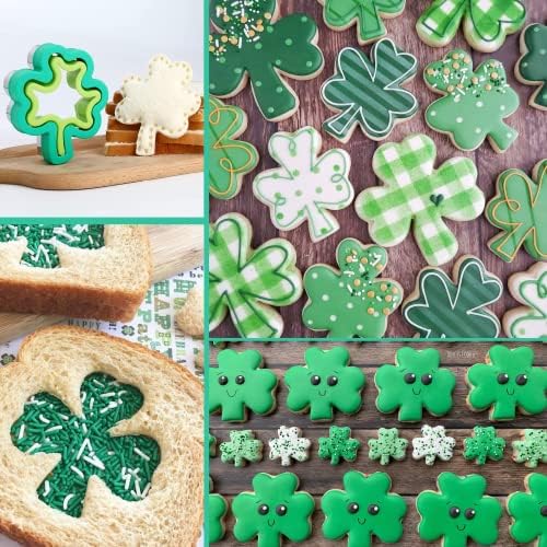 Crethinkaty Shamrock Shape Sandwich Cutters 8PCS Mini Cookie Stamps Mold for Easter