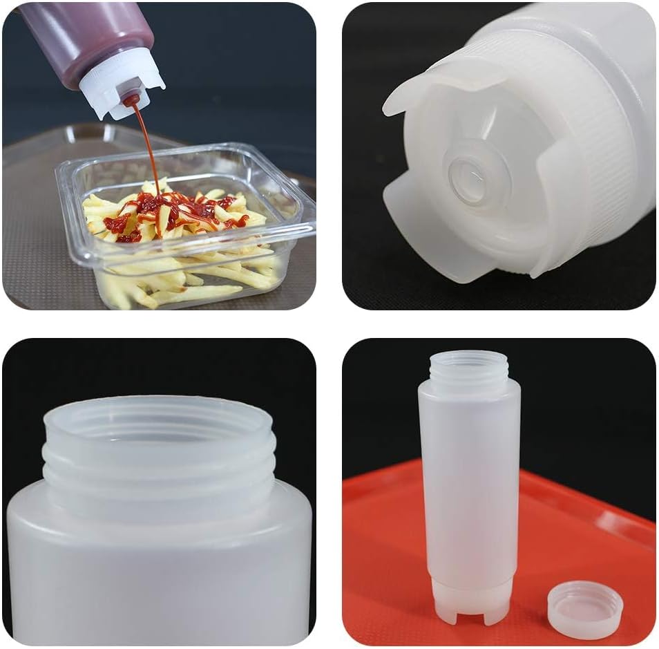 Jiwins 4PCS 12oz Food-Grade Condiment Squeeze Bottles