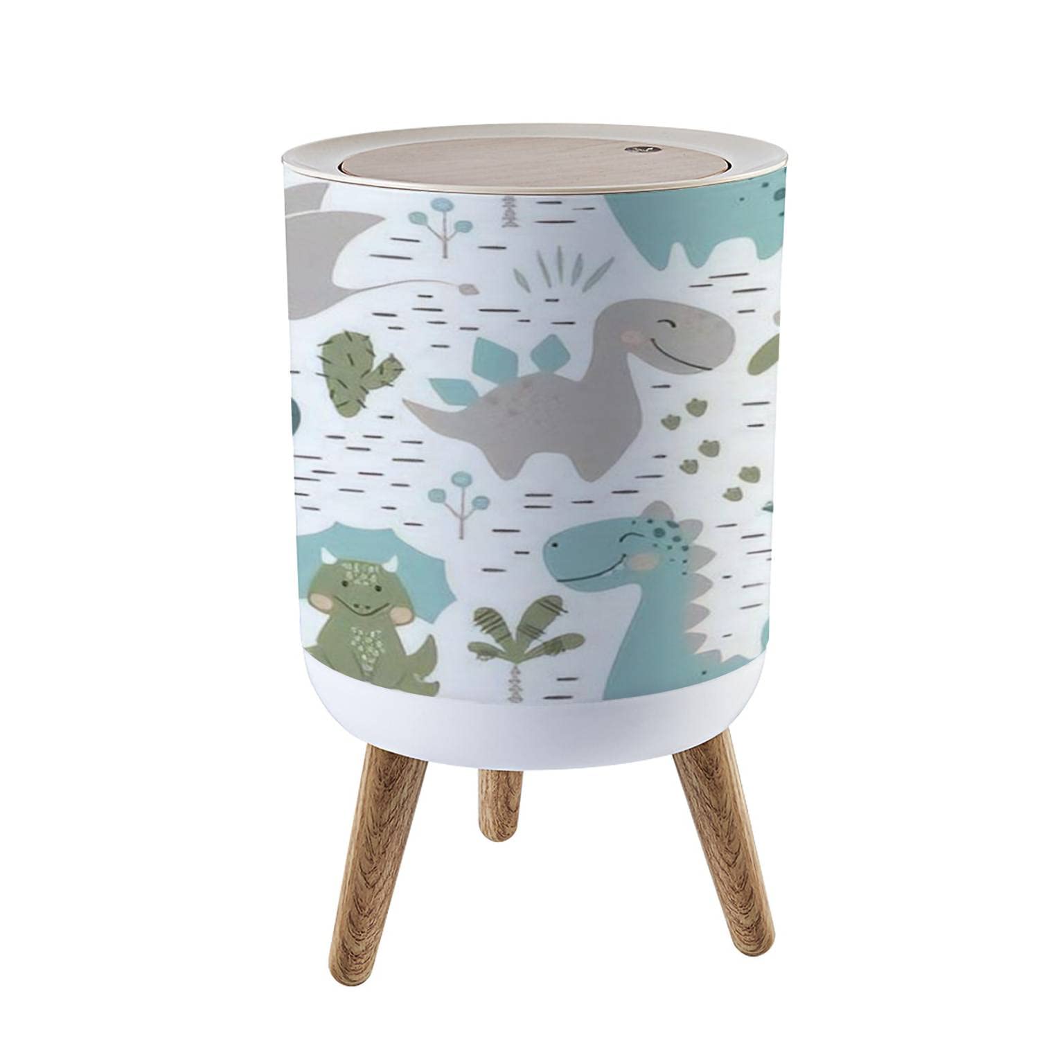 Small Dinosaur Trash Can with Lid 7L