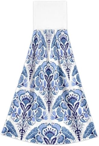 OTVEE Blue Floral Hanging Kitchen Towels 2 Pieces