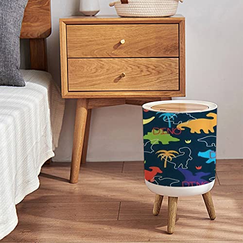 KCDCYCZEAL Small Trash Can with Dinosaur Lid 7L