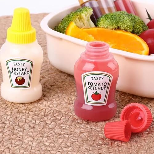 Sluswallow 4Pcs Mini Ketchup Bottles for Bento Box