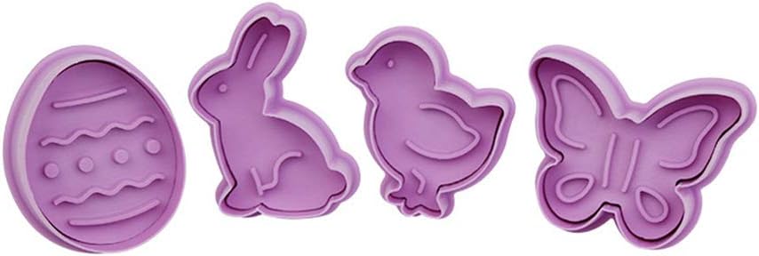 4Pcs Easter Cake Molds 3D Plastic Cookie Molds Non-Stick DIY Baking Tools