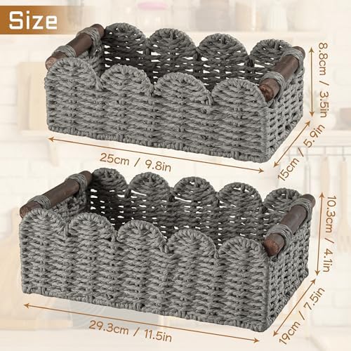 DUOER Wicker Storage Basket for Toilet Tank Top Gray