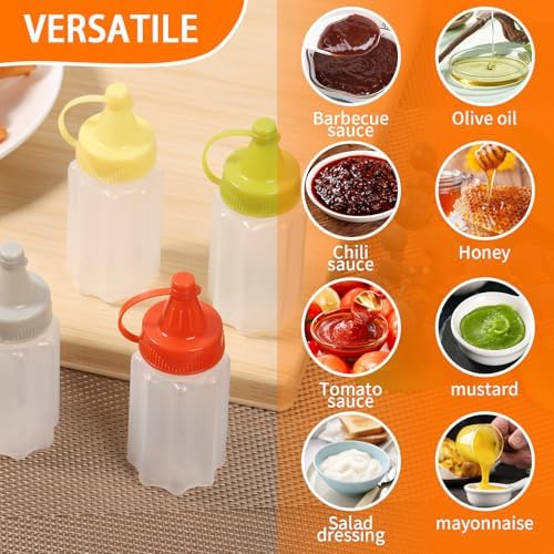 16pcs Colorful Condiment Squeeze Bottles with Lids
